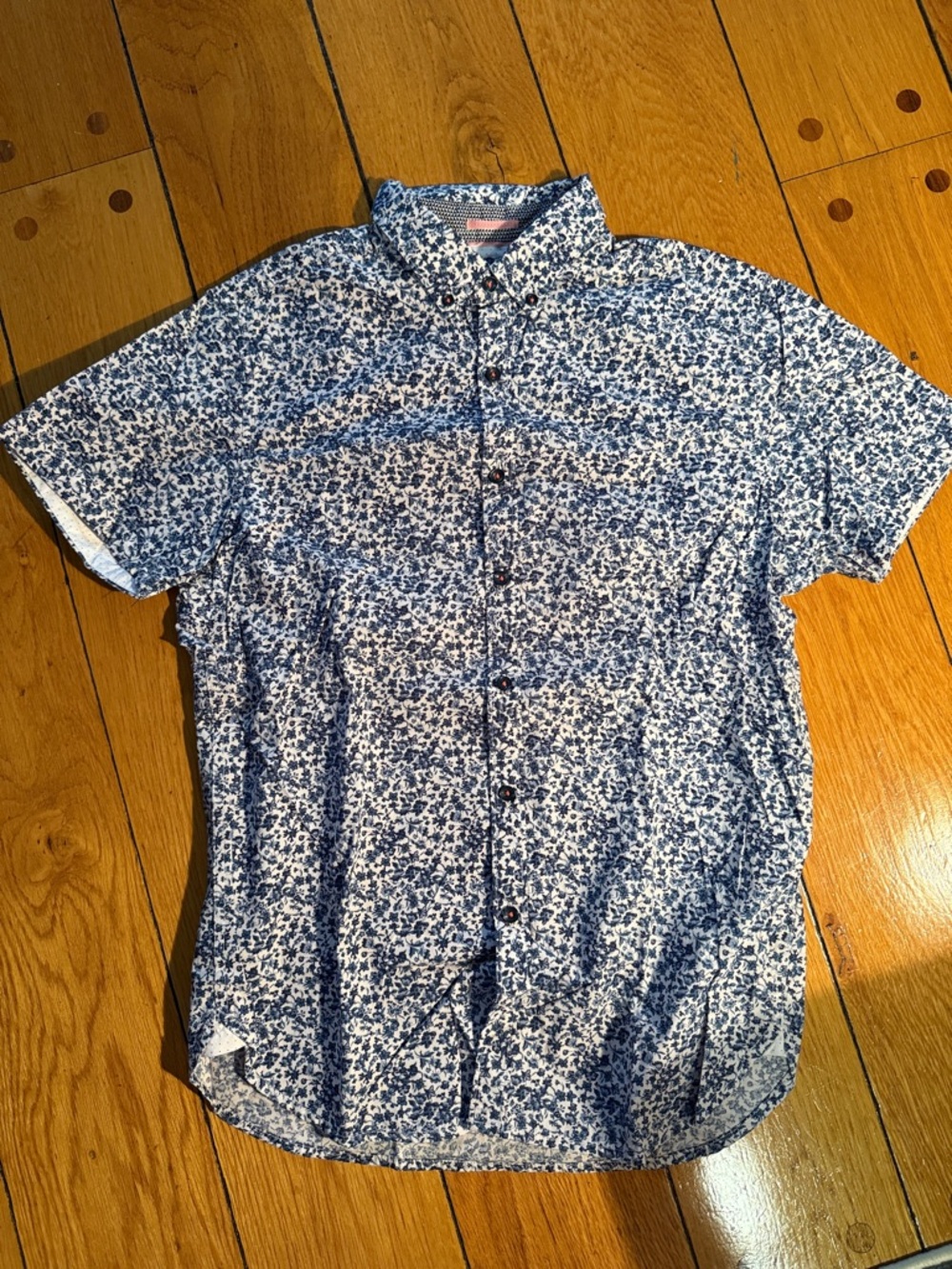 Denim & Flower Blue Floral Short Sleeve Button-Up Shirt
